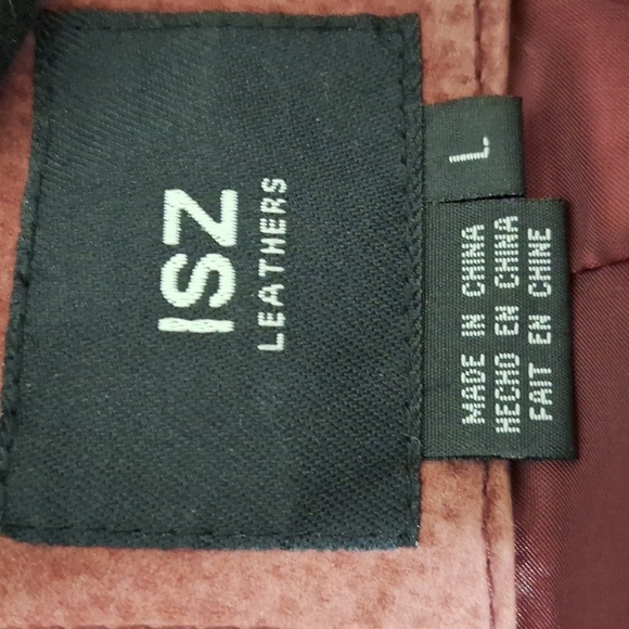 ISZ Leathers Vintage Y2K Burgundy Suede Front Pockets Longline Jacket Size L - Picture 11 of 11